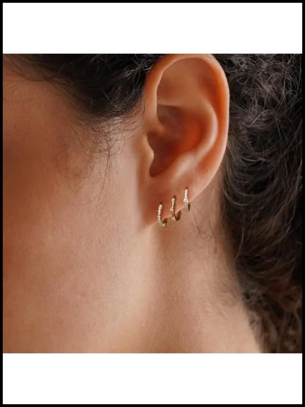 Dainty Gold Plated Huggie Hoop Earrings Set with CZ Charms Hypoallergenic